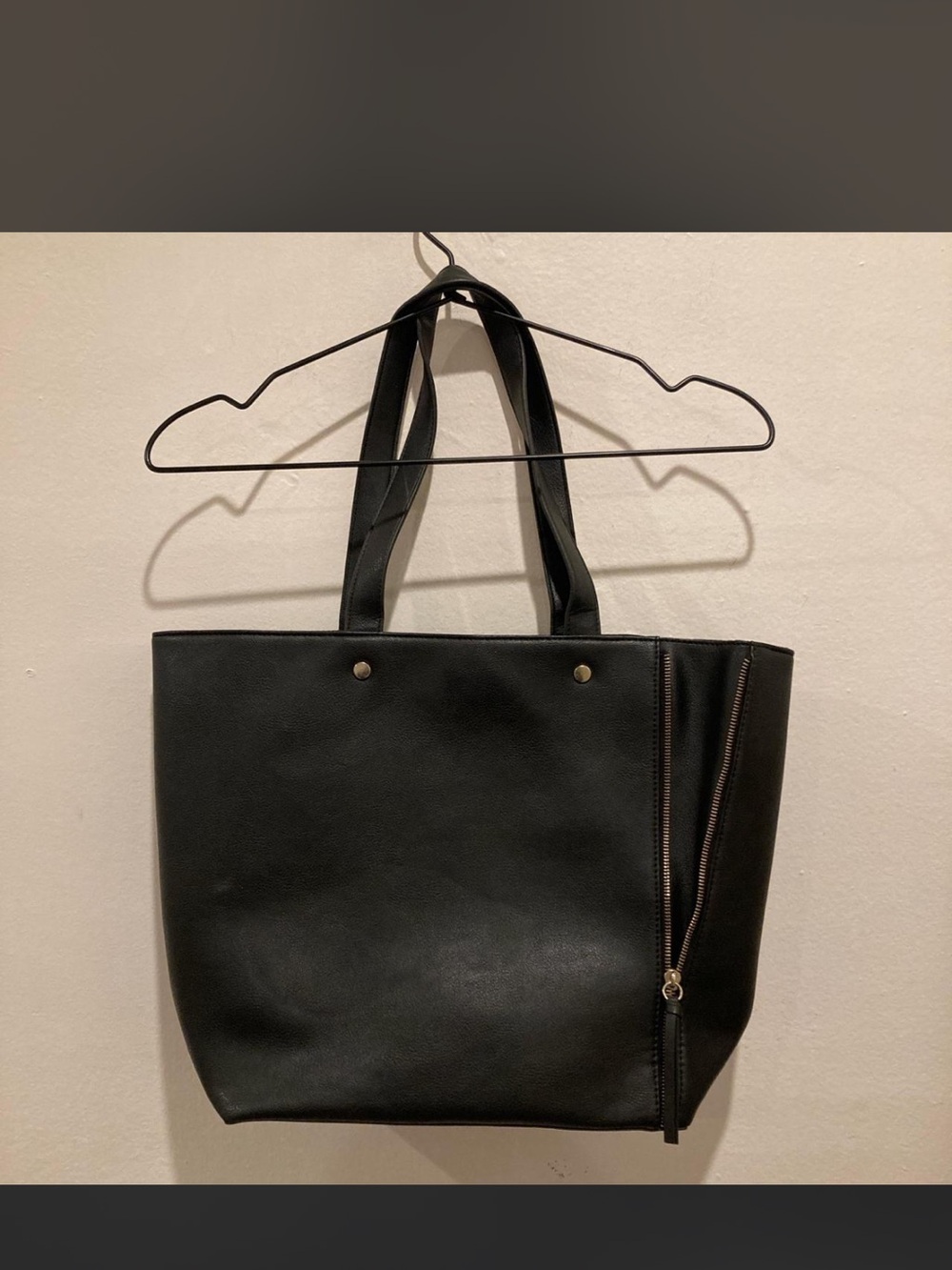 Nieman Marcus Classic Black Tote Bag with Side Zip
